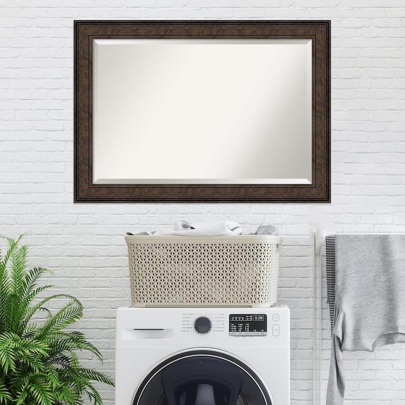 Beveled Wall Mirror - Ridge Black Frame