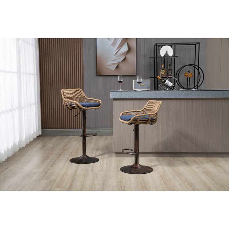 Swivel Bar Stools Set of 2 Adjustable Counter Height Chairs with Footrest for Dining Room,2 SET
