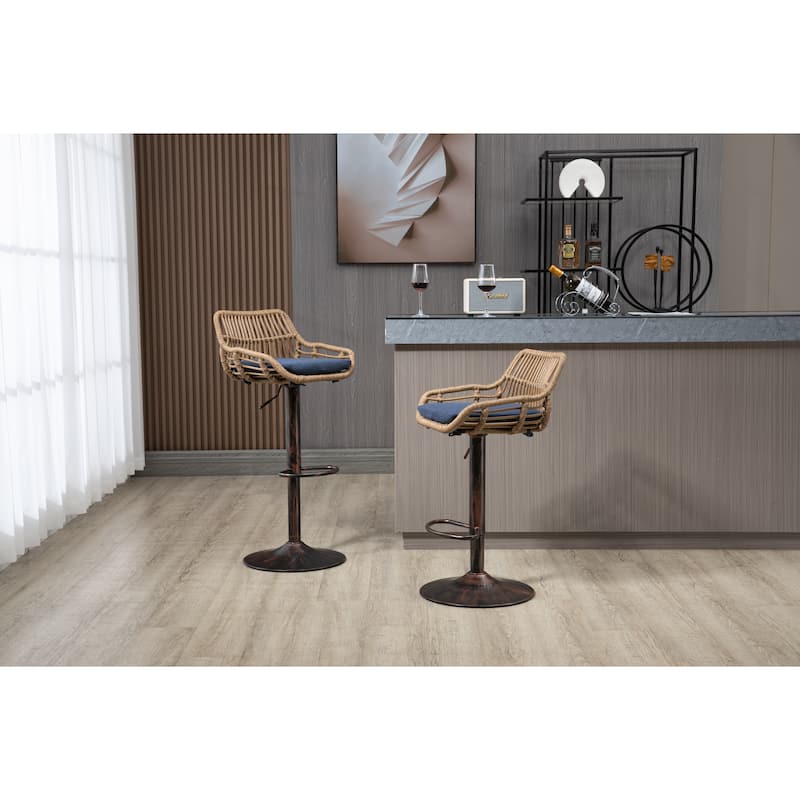 Swivel Bar Stools Set of 2 Adjustable Counter Height Chairs