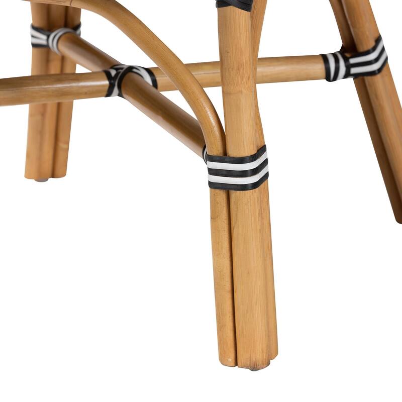 Max Rattan Bistro Armchair - Handwoven Dining Chair with Curved Back and Sloping Arms For Kitchen or Indoor/Outdoor Lounge