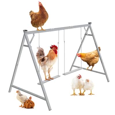 Chicken Perches with Swing, Chicken Roosting Bars for Coop Accessories - Grey