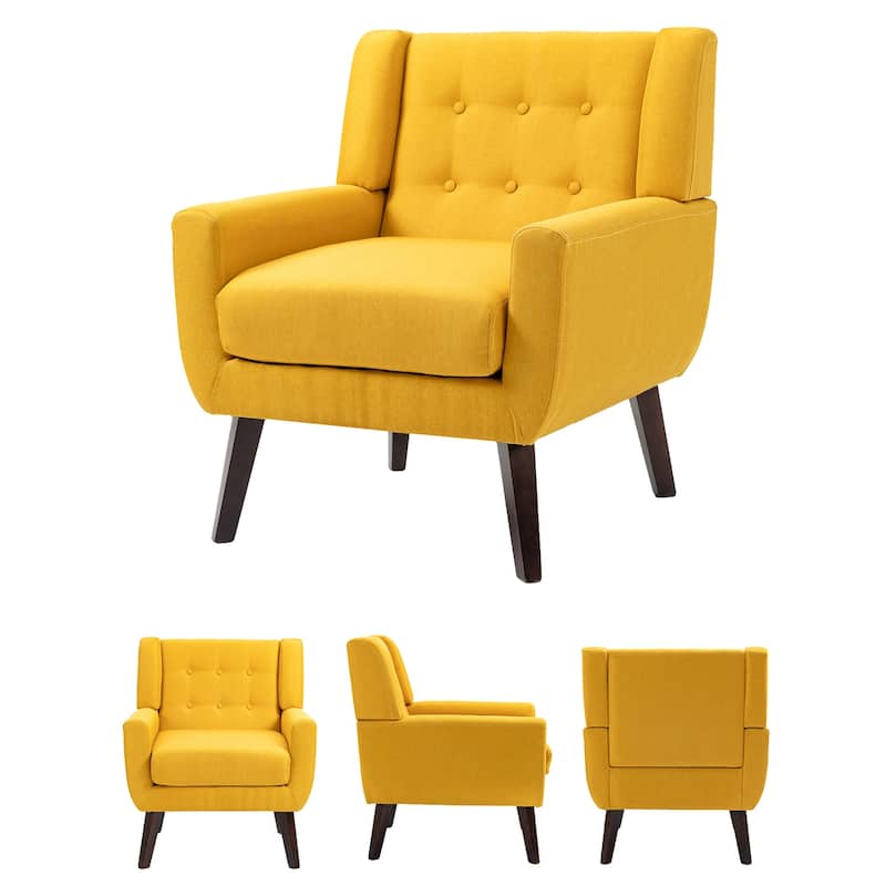 Modern Accent Chair Cotton Linen Upholstered Chair for Living Room