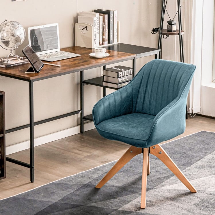 Modern Leathaire Set of 2 Swivel Accent Chair with Beech Wood Legs - 33.5 x 27 x 27 inch (L x W x H)