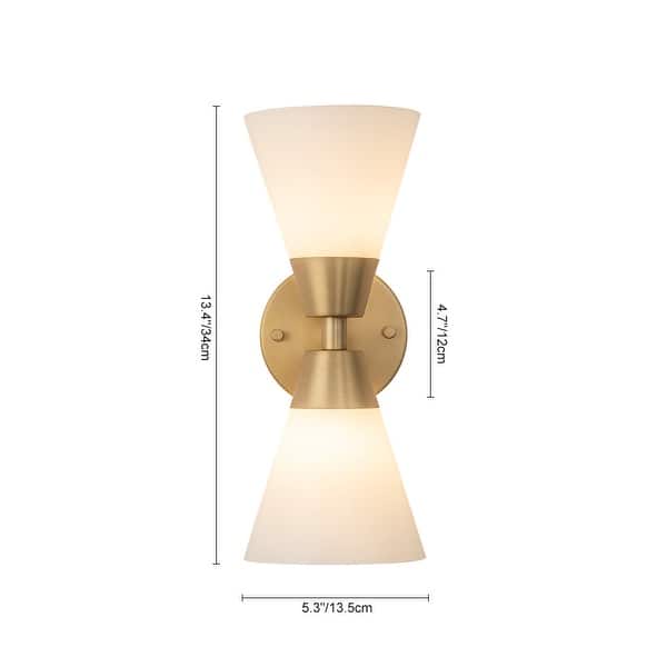 2-Light Hourglass Shaped Glass Wall Sconce