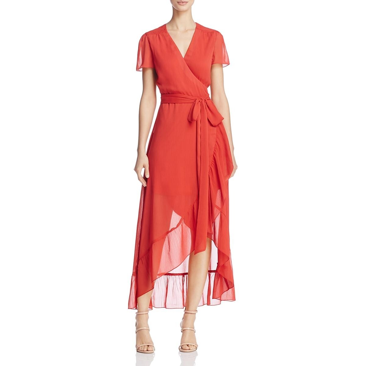 chiffon wrap dress short