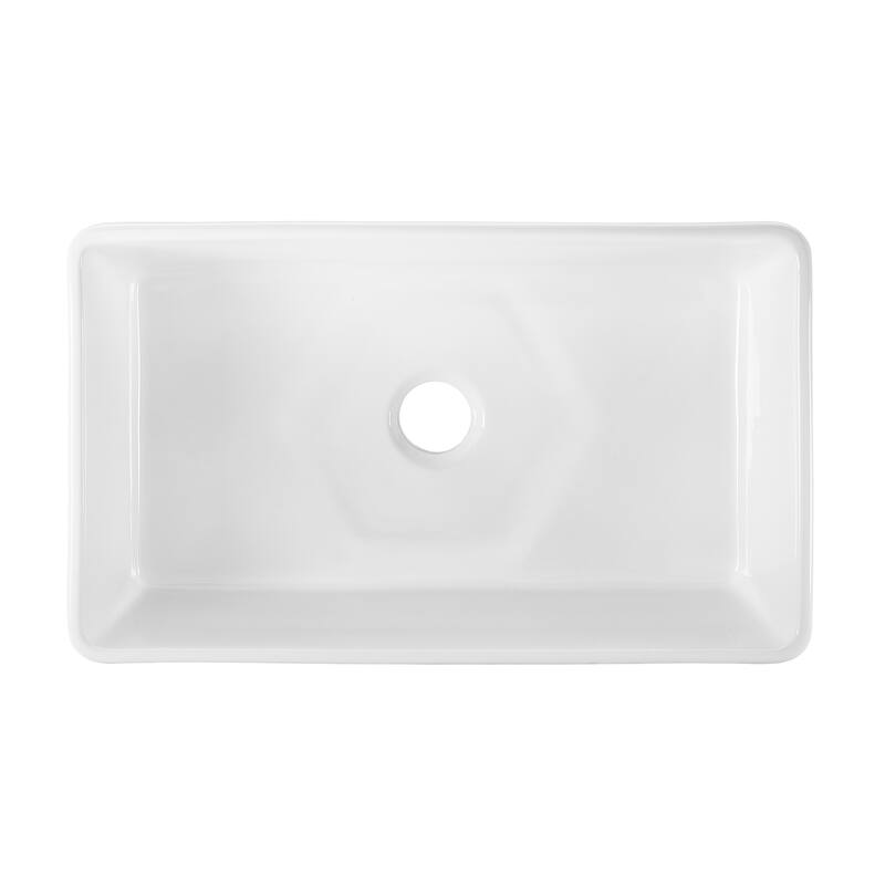 Elegance 33" X 20" Single Basin Fireclay Farmhouse Kitchen Sink In Glossy White