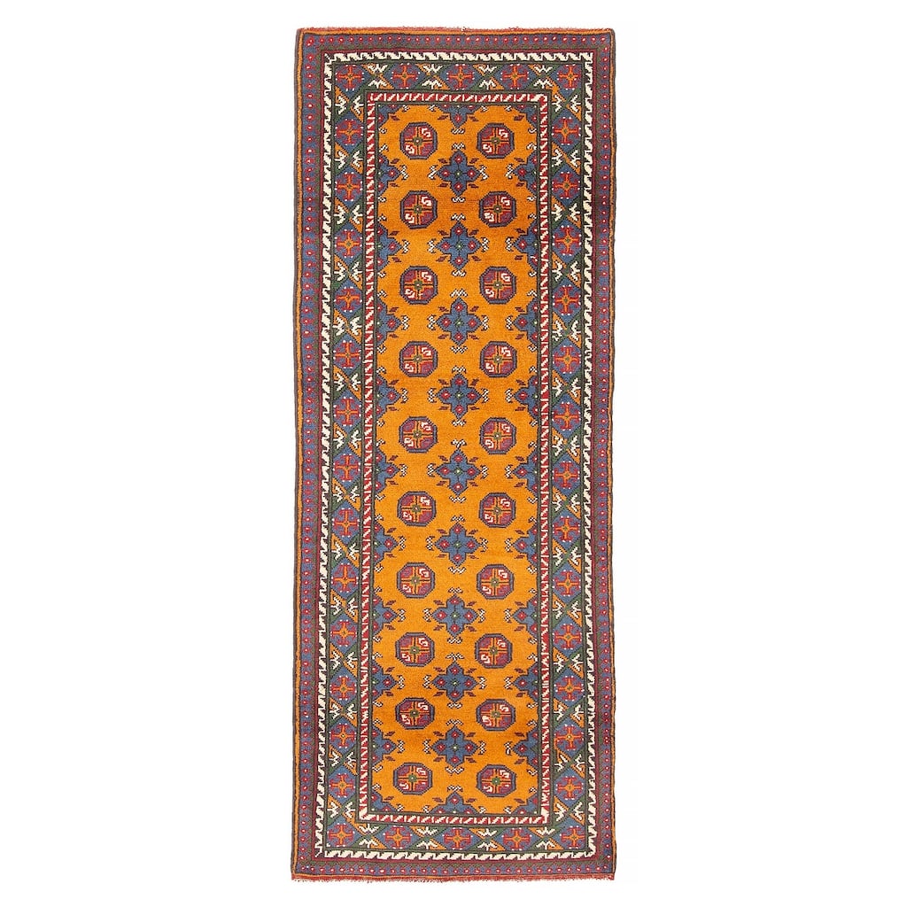 ECARPETGALLERY Hand-knotted Uzbek Kargahi Copper Wool Rug - 2'6 x 6'9
