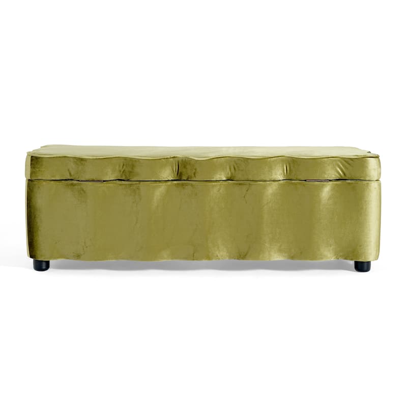 Christopher Knight Home - Milan Modern Velvet Storage Ottoman with Scalloped Design