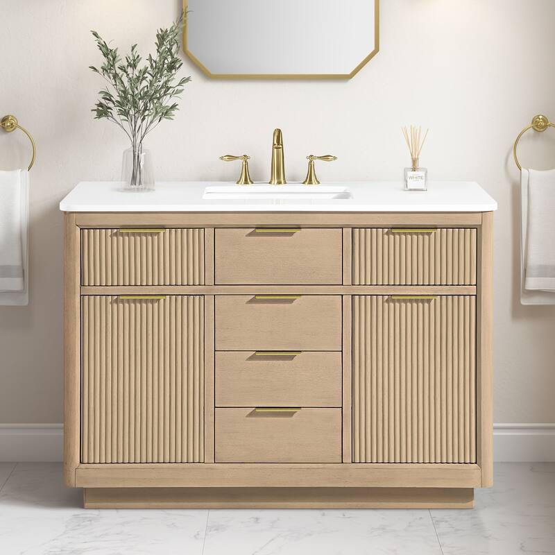 OVE Xander Bathroom Vanity with White Engineered Stone Top