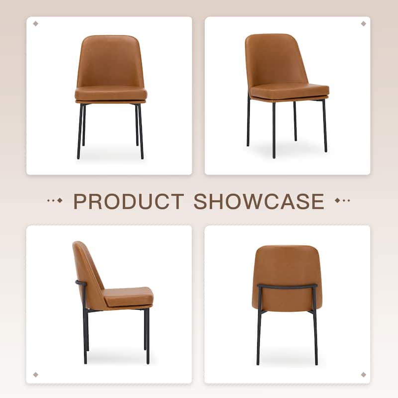 RENEWLINE Set of 2 Modern Dining Chairs with Curved Back & Metal Legs, Fabric or Leather Upholstered