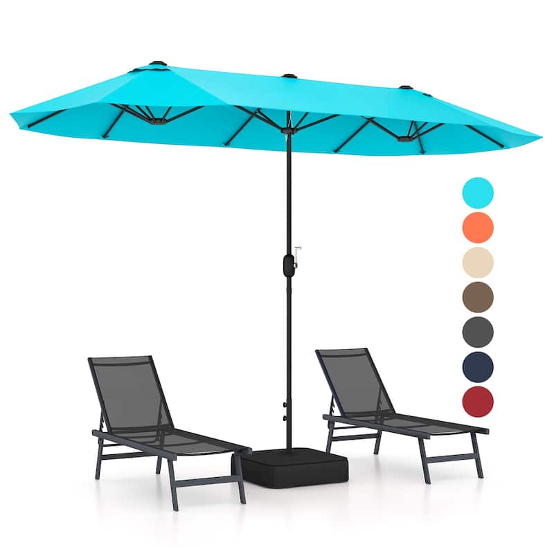 13FT Twin Table Patio Umbrella Double Sided with Crank for Outdoor Shade