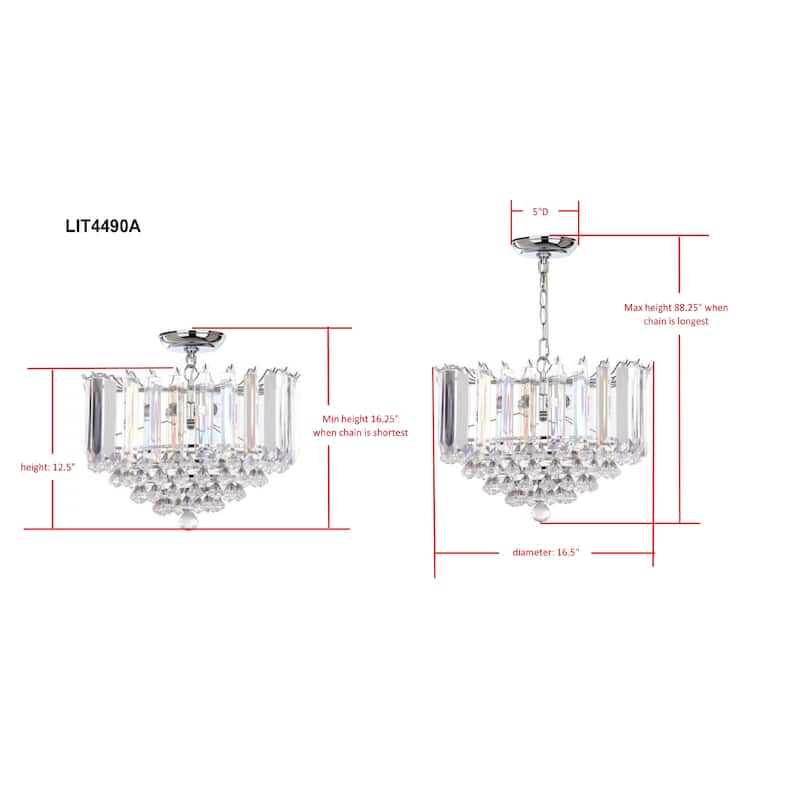 SAFAVIEH Lighting Carly 16.5-inch 2-Light Chrome/ Clear Adjustable Pendant Lamp - 16.5" W x 16.5" D x 16.25-88.25" H