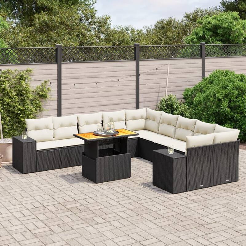 vidaXL Garden Sofa Set - 21.7 x 39.4 x 28.7 - Black  - form2