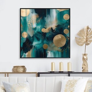 Designart "Green Gold Marbled Meditations I" Abstract Marble Framed ...