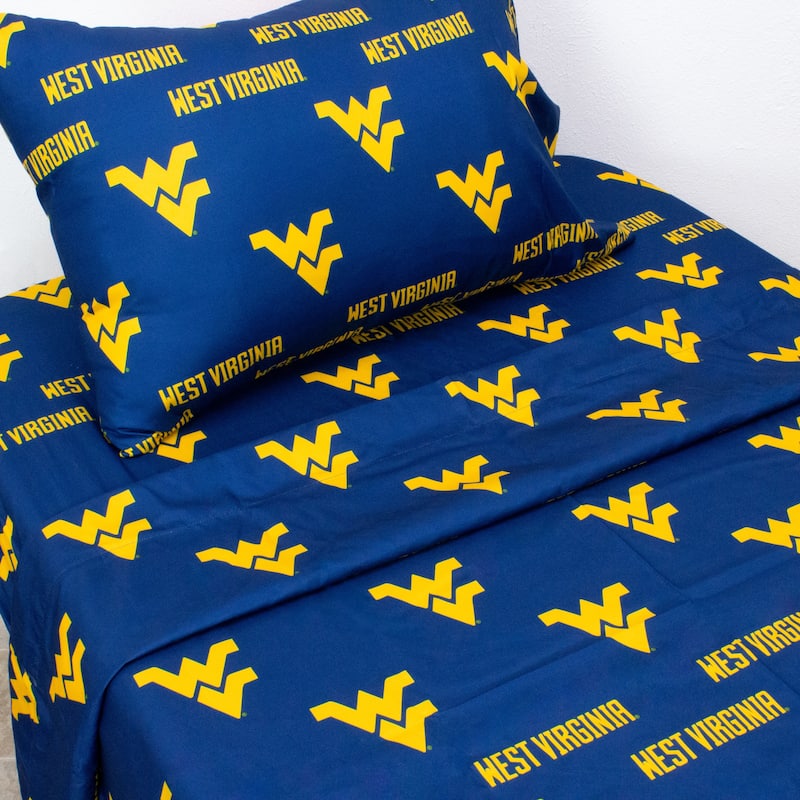 West Virginia Mountaineers 100% Cotton Sheet Set