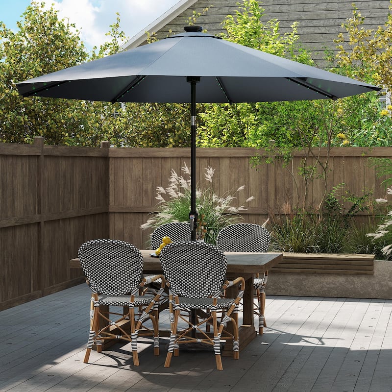 Costway 10 FT Solar Patio Umbrella with 96 LED Lights 35° Adjustable