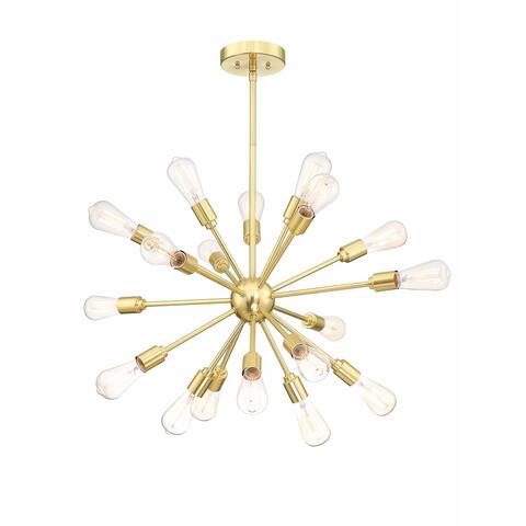 18-Light Sputnik Chandelier Black / Gold Semi Flush Mounted Ceiling Fixtures for Kitchen/Dining Room/Living Room