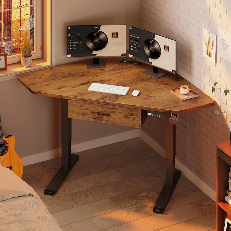 Small Corner Desk Triangle Computer Desk Corner Electric Standing Desk