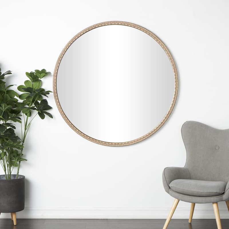 Wooden Leaf Carved Wall Mirror - Brown - Roche River Decor