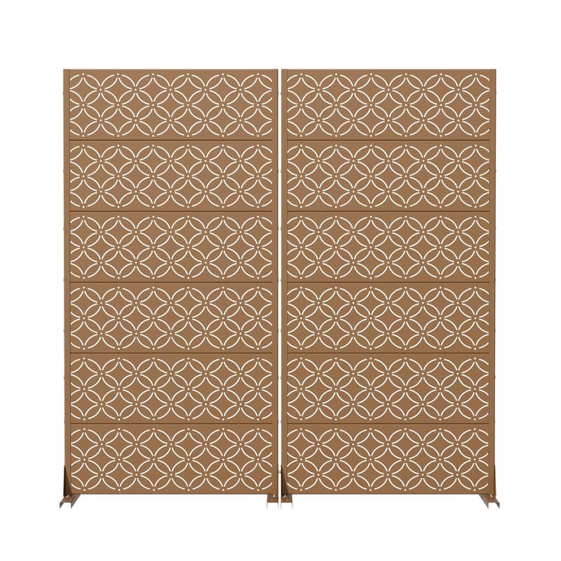 Privacy Metal Screen Fence Panel Horizontal Stripe Pattern Set of 2