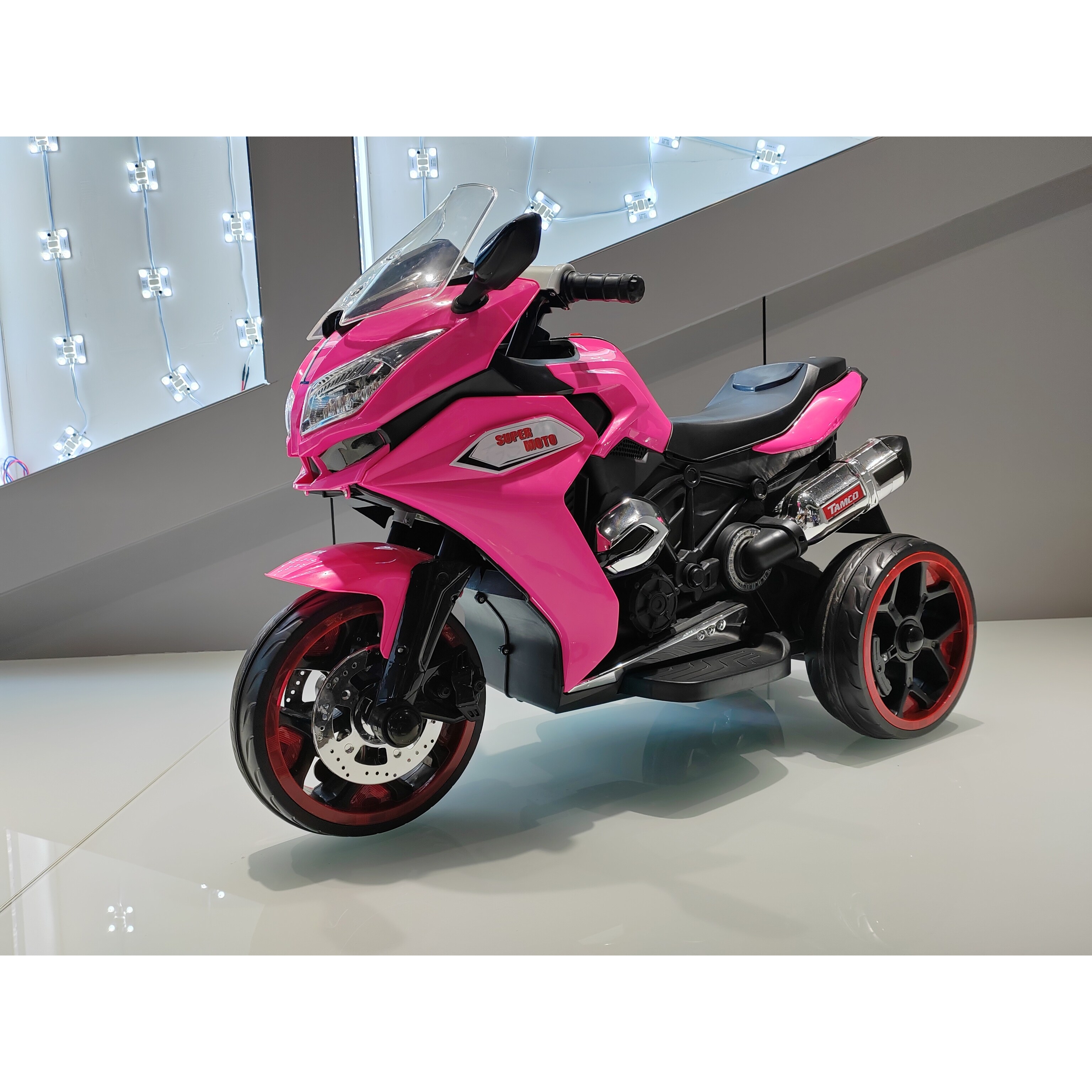Pink 12V Kids Motorcycle Ride on 3 Wheel Motorcycle Children s Rechargeable Ride on Bike