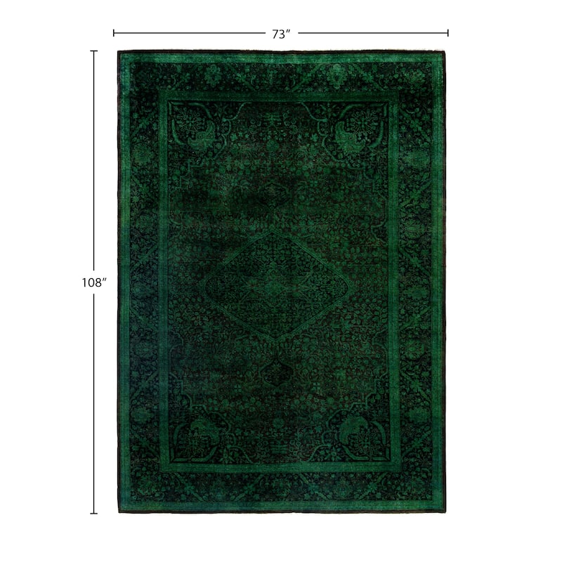 Overdyed One-of-a-Kind Hand-Knotted Area Rug - Green - 6' 1" x 9' 0"