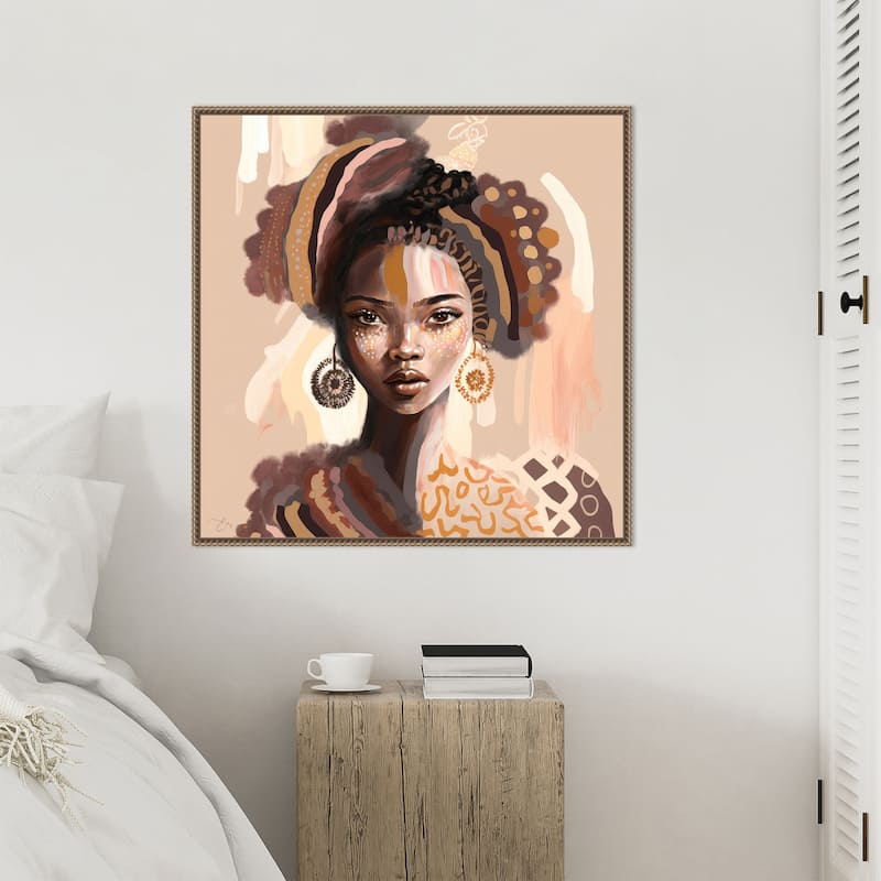 Amara by Bella Eve Framed Canvas Wall Art Print - Sylvie Beaded Gold