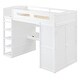 preview thumbnail 11 of 26, Twin Size Wood Loft Bed with Wardrobes, 4 Drawers and 4 Shelves