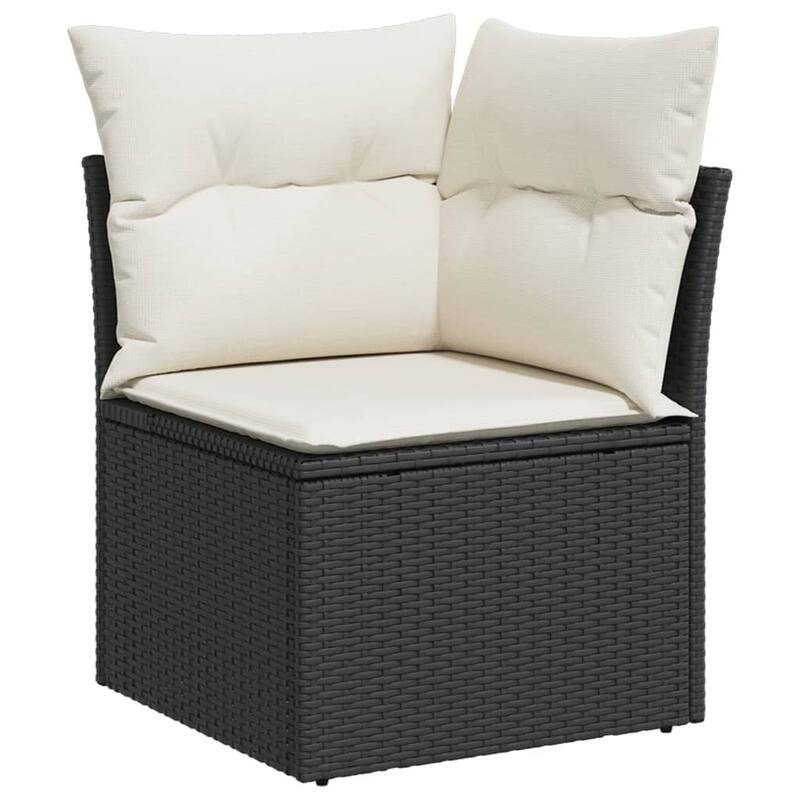 vidaXL Garden Sofa Set Black, Cream White PE rattan, Powder-coated steel - 21.7 x 21.7 x 14.6