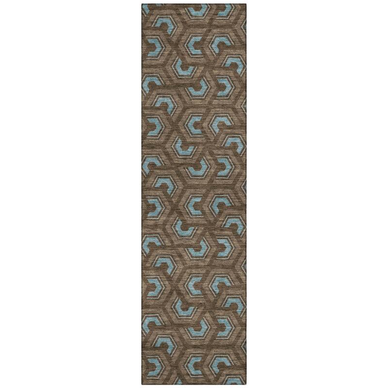 Machine Washable Indoor/ Outdoor Modern Zoa Chantille Rug