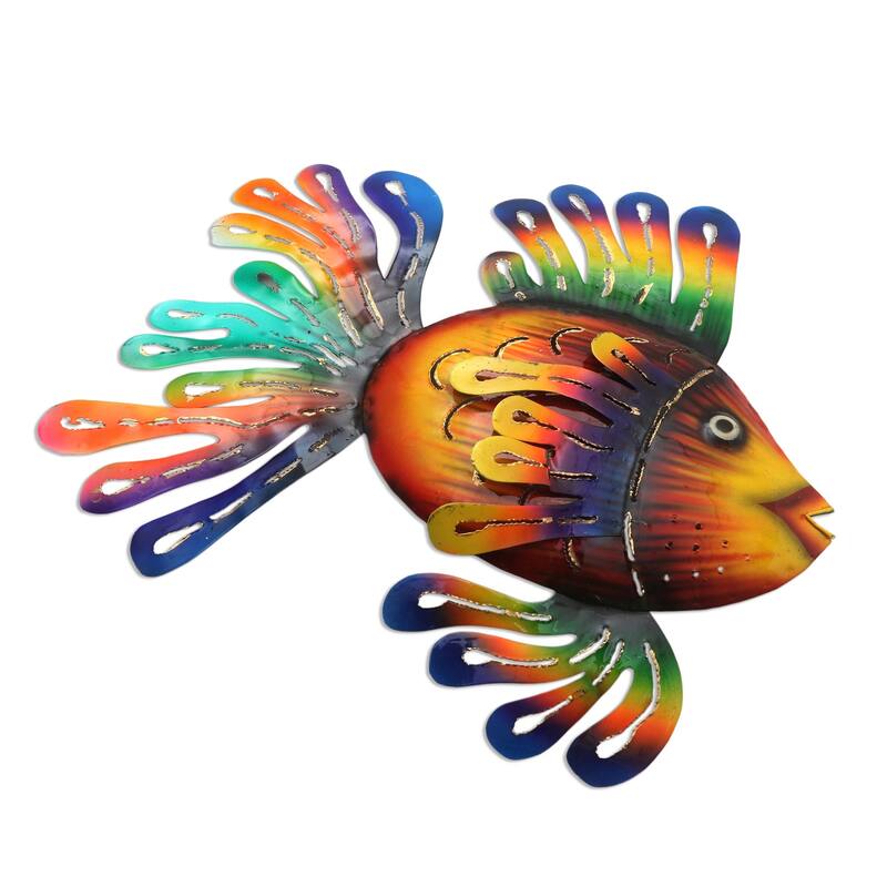 Novica Handmade Flamboyant Fish Metal Wall Sculpture