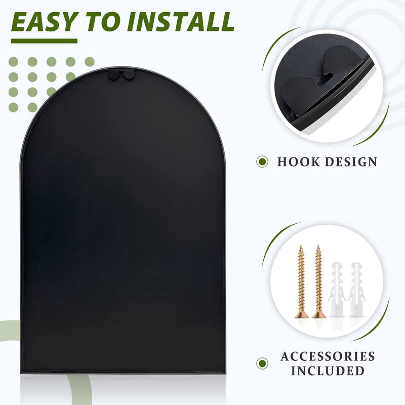 Arched Aluminum Alloy Framed Decorative Wall Mirror (2-Pieces)