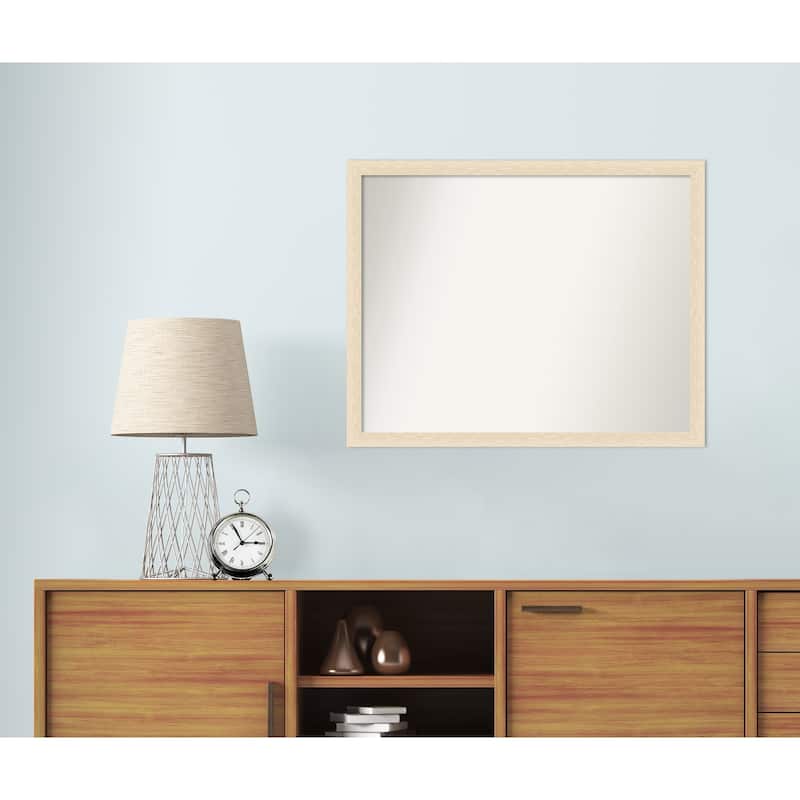 Woodgrain Stripe Non-Beveled Wood Framed Wall Mirror