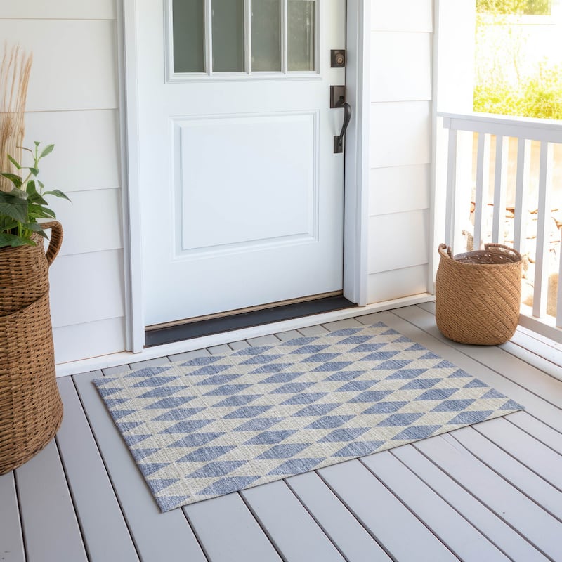 Machine Washable Indoor/ Outdoor Chantille Diamonds Rug