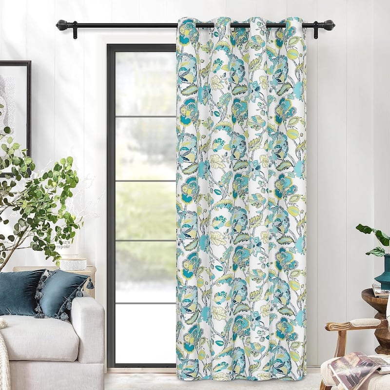 DriftAway Layla Classic America Style Floral Leaves Window Curtain Grommet