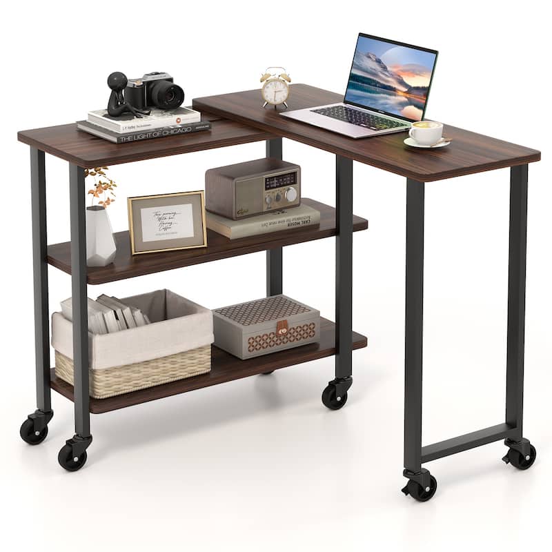 Multifunctional Swivel End Table with 360 Degree Rotation and Casters - 49.5" x 12" x 26.5" (L x W x H)