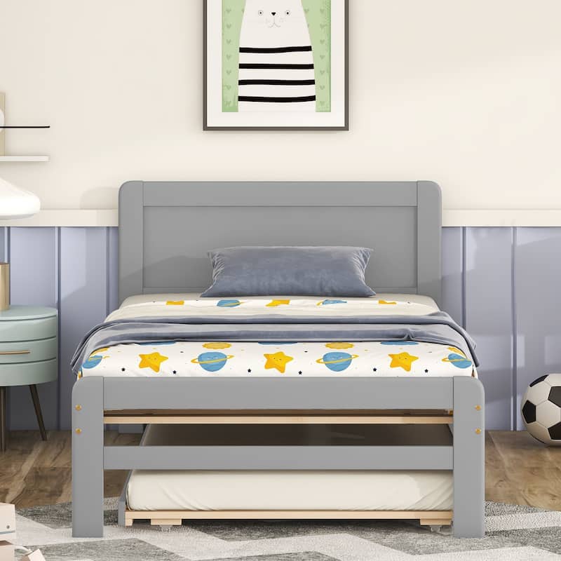 Modern Design Platform Bed Frame with Trundle