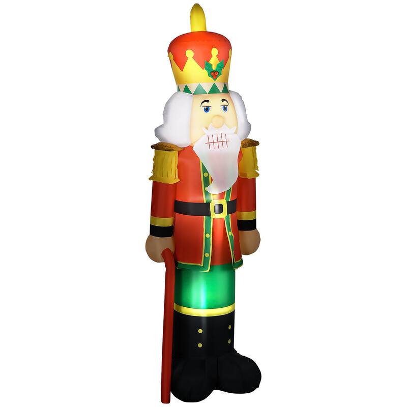 HOMCOM 8' Inflatable Christmas Nutcracker Soldier with 4 LED Lights, Blow-Up Outdoor LED Yard Display, Waterproof