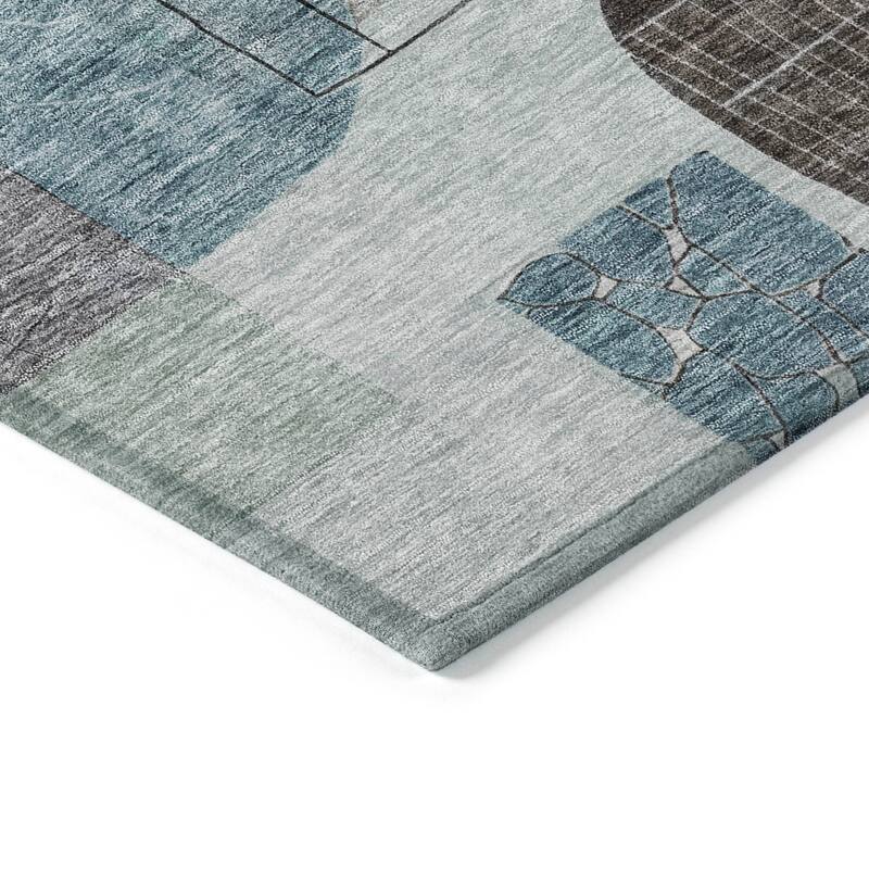 Machine Washable Indoor/ Outdoor Abstract Contemporary Chantille Rug