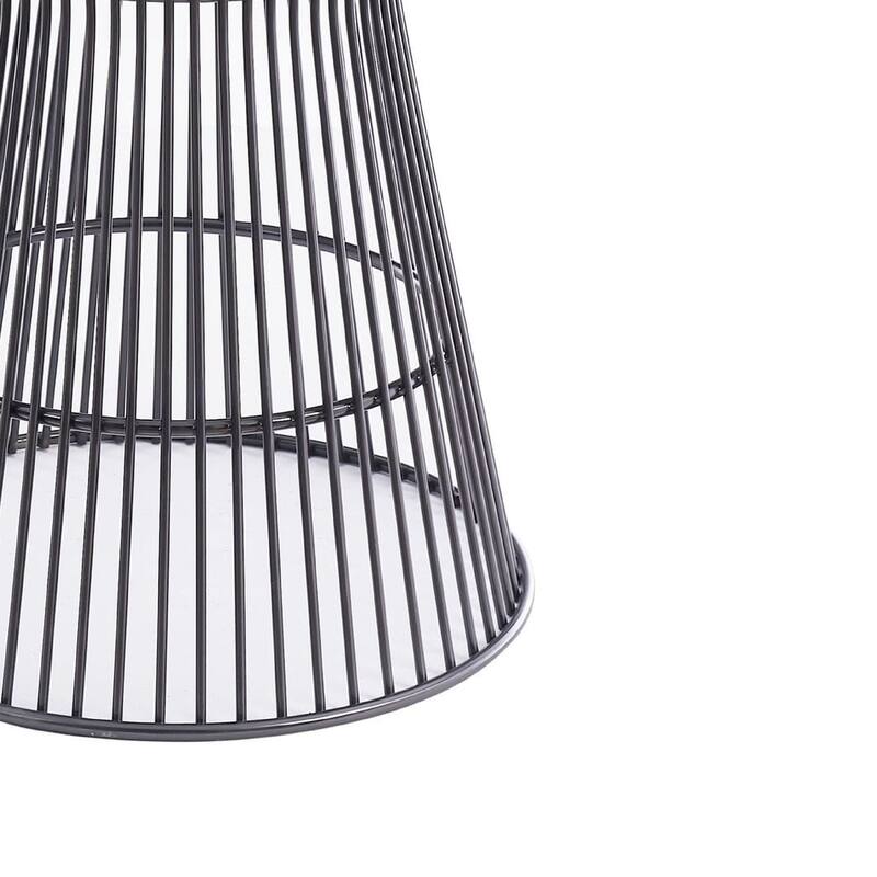 Cid Axa Dining Table, 51 Inch Round Glass Top, Sunburst Black Metal Base - Black, Clear