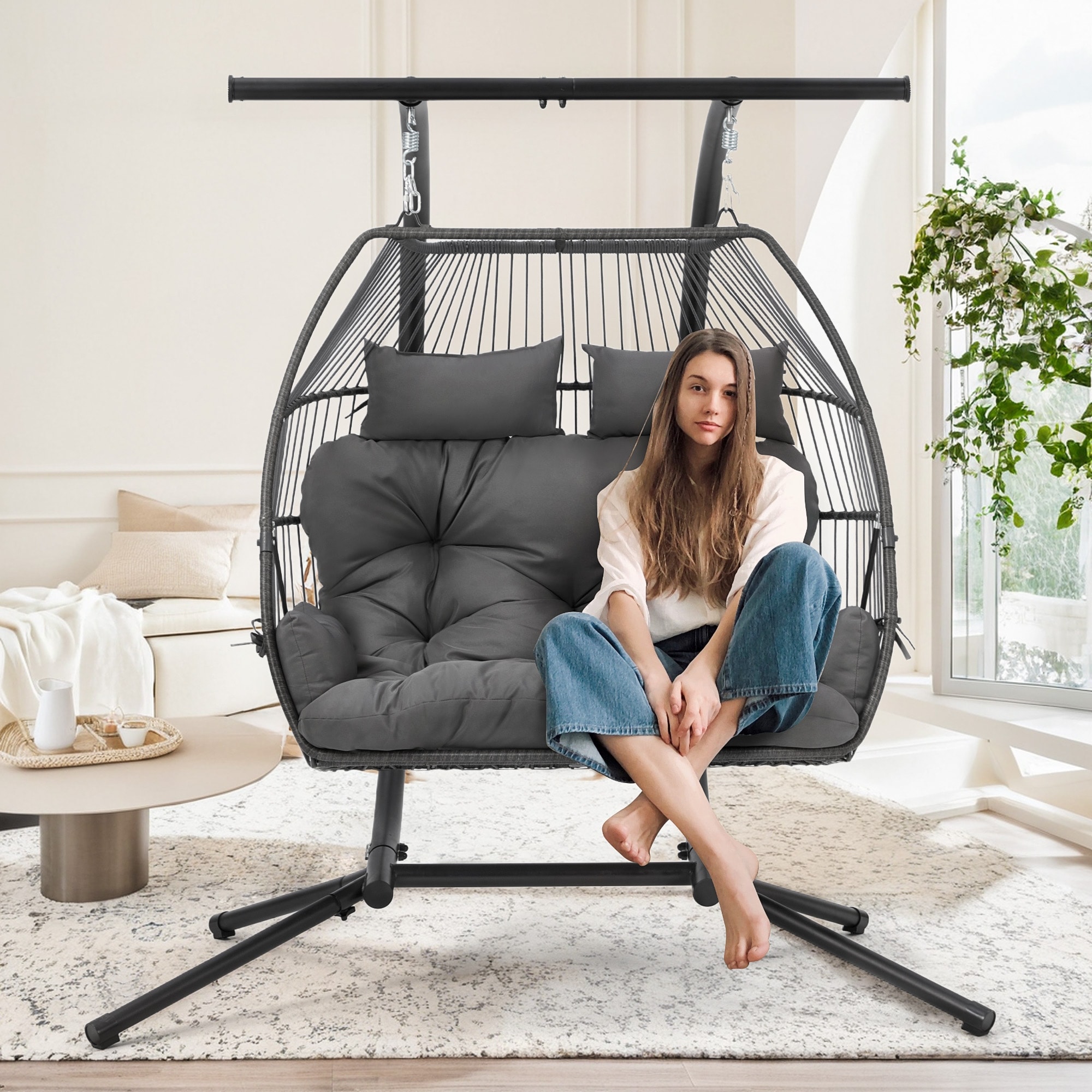 Hammock Chair Double Swing Chair With Canopy Double Hanging Egg