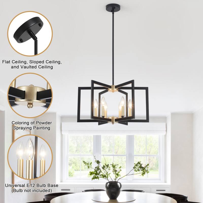 6-Light Candlestick Hanging Linear Foyer Chandelier Lighting for Dining Room Kitchen Island