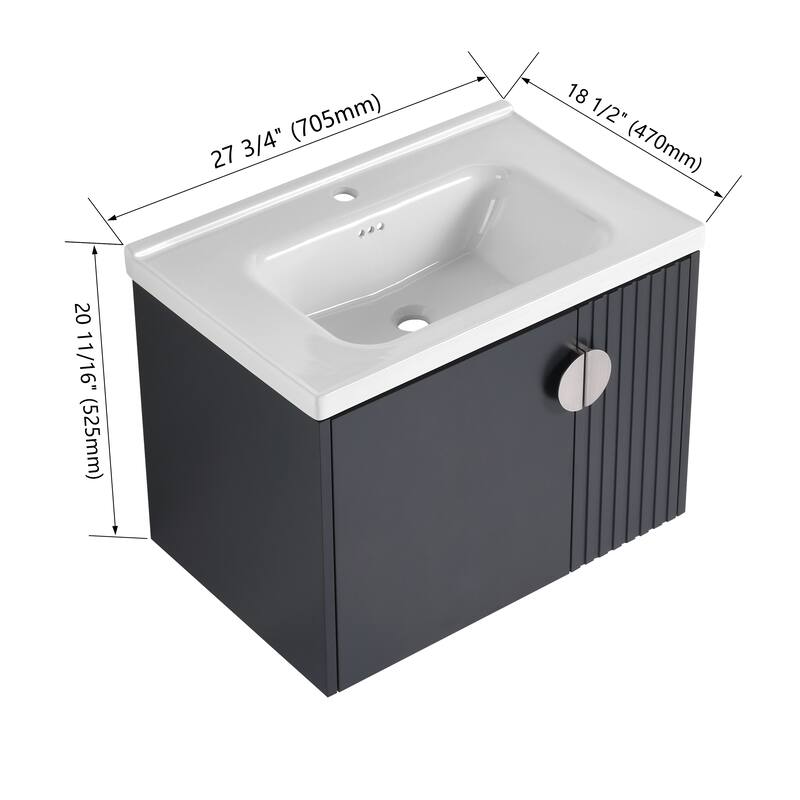 Topcraft Wall Mounted Bathroom Vanity with Sink