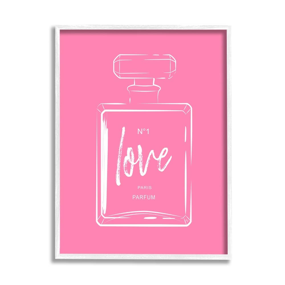 Stupell Casual Glam Perfume Bold Pink Love Calligraphy Framed Wall Art, Design by Martina Pavlova