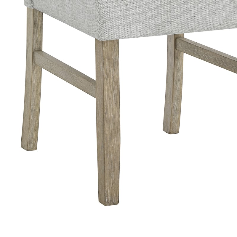 Set of 2 Light Oak Finish Dining Side Chairs with Light Gray Fabric