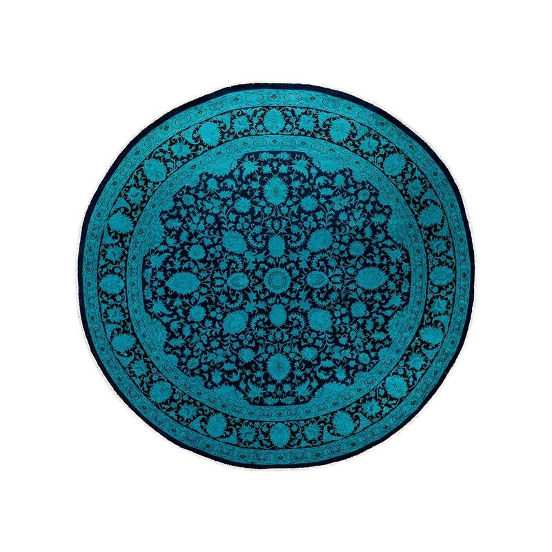 Fine Vibrance, One-of-a-Kind Hand-Knotted Area Rug - Purple, 7' 10" x 8' 1" - 7' 10" x 8' 1"