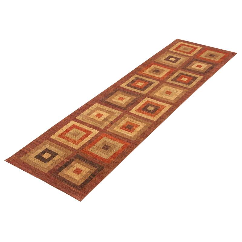 ECARPETGALLERY Flat-Weave Natural Burgundy Wool Tapestry Kilim - 2'7 x 7'10