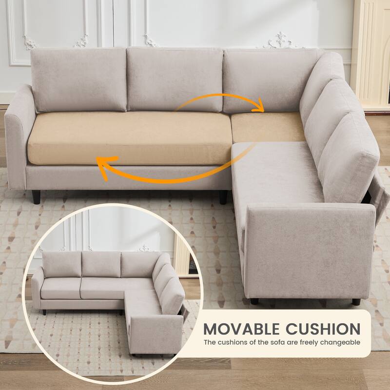 Snow Velvet Sectional Sofa