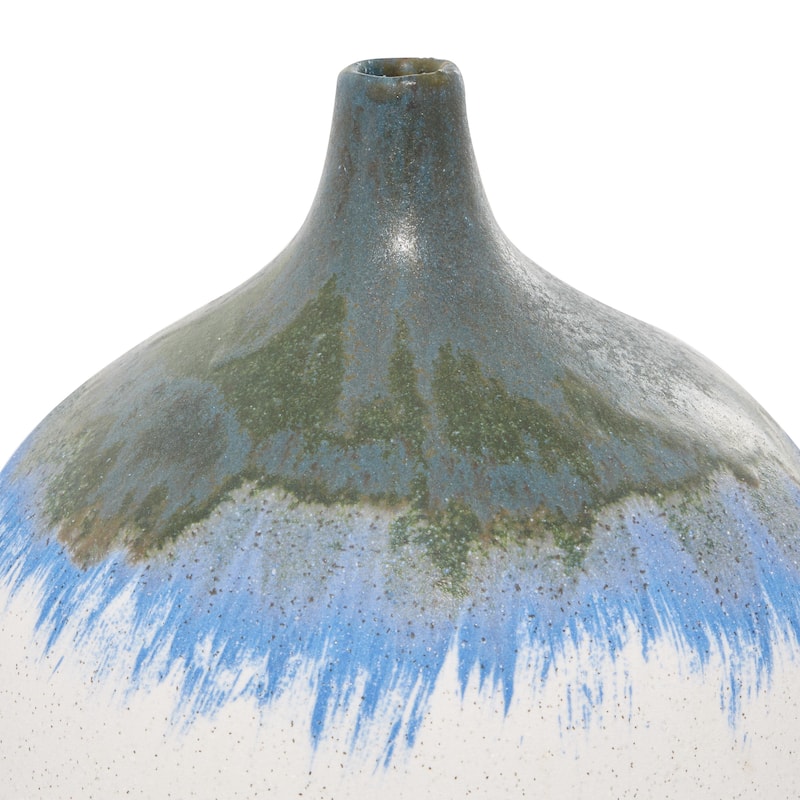 Ceramic Abstract Handmade Decorative Vase with Dripping Effect - White - Roche River Decor