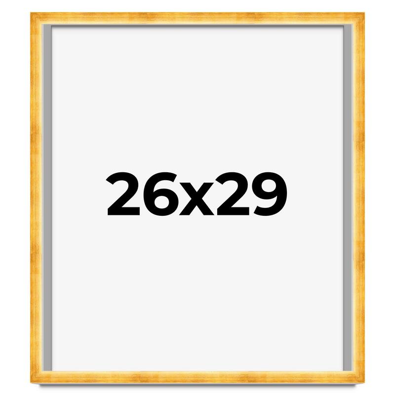 26x29 Shadow Box Frame Gold | 1.625 Inches Deep Real Wood Traditional